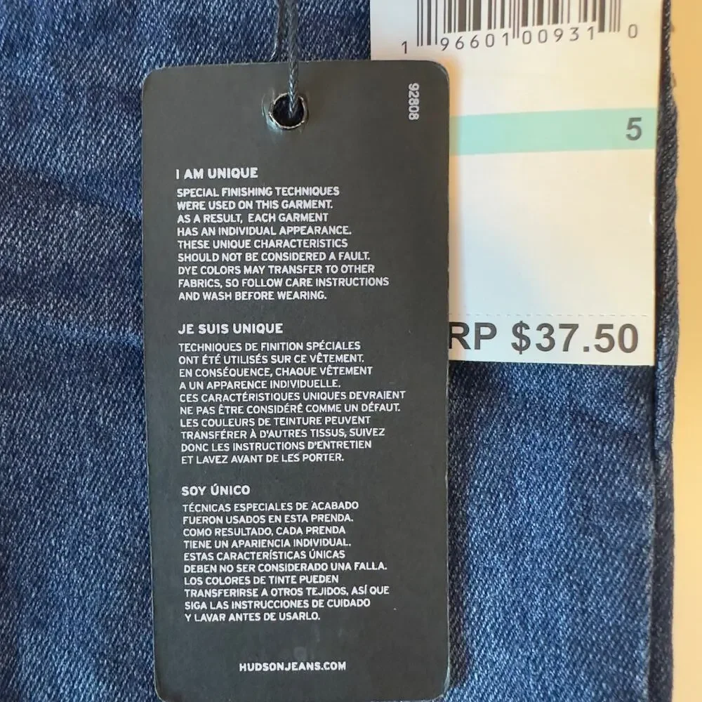 NWT Hudson Kids Girl’s‎ Skinny Jeans In Midnight Size 5 Flap Back Pockets